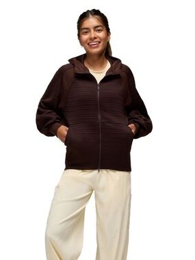 Prana‎ Woman's Brown Send Off Full Zip Hooded Jacket Brown Small